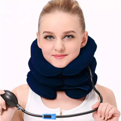 Air Cervical Neck Traction Collar Device Soft Inflatable Cervical Neck Pillow Stretcher Neck Head Back Shoulder Pain Relief Stress Relax Improve Spine Alignment